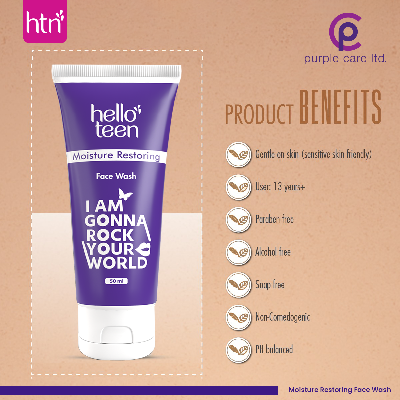 Picture of Hello Teen Moisture Restoring Face Wash 50ml Purple