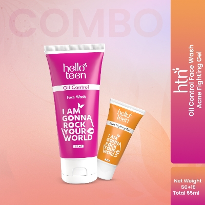 Picture of Hello Teen Oil Control Facewash 50 ml and Hello Teen Acne Fighting Gel 15 ml Orange