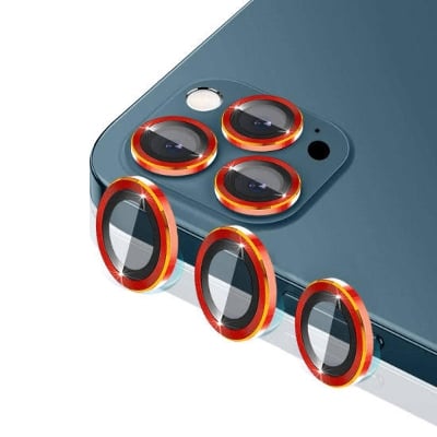 Picture of Camera Lens Protector for i.Phone 12 /12 pro /12 pro max Premium HD Tempered Glass Metal Ring Aluminum Alloy Lens Screen Cover Film