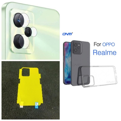 Picture of for realme c35 3-in-1 combo pack (TRANSPARENT BACK COVER +BACK POLY + CAMERA LENS PROTECTOR)