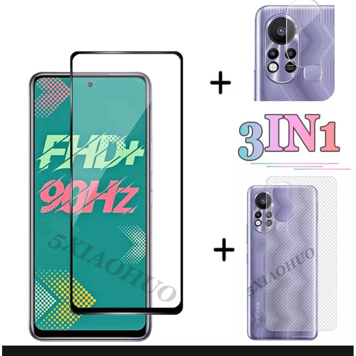 Picture of 3-in-1 combo pack of back poly, camera lens protector & screen protector for infinix hot 11s