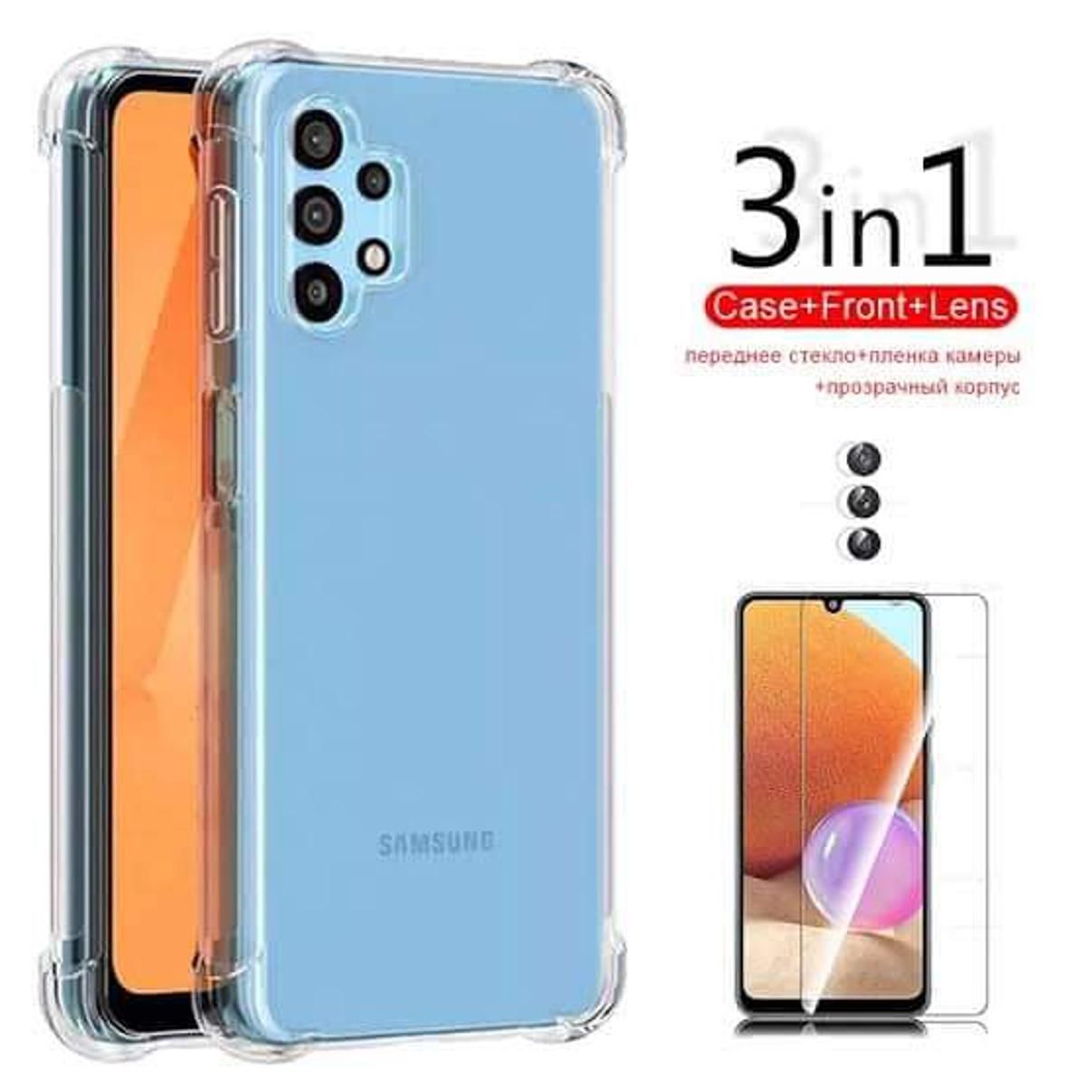 Picture of 3 in 1 case + tempered glass + camera lens protector for samsung galaxy A32 4G