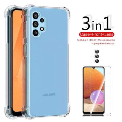 Picture of 3 in 1 case + tempered glass + camera lens protector for samsung galaxy A32 4G