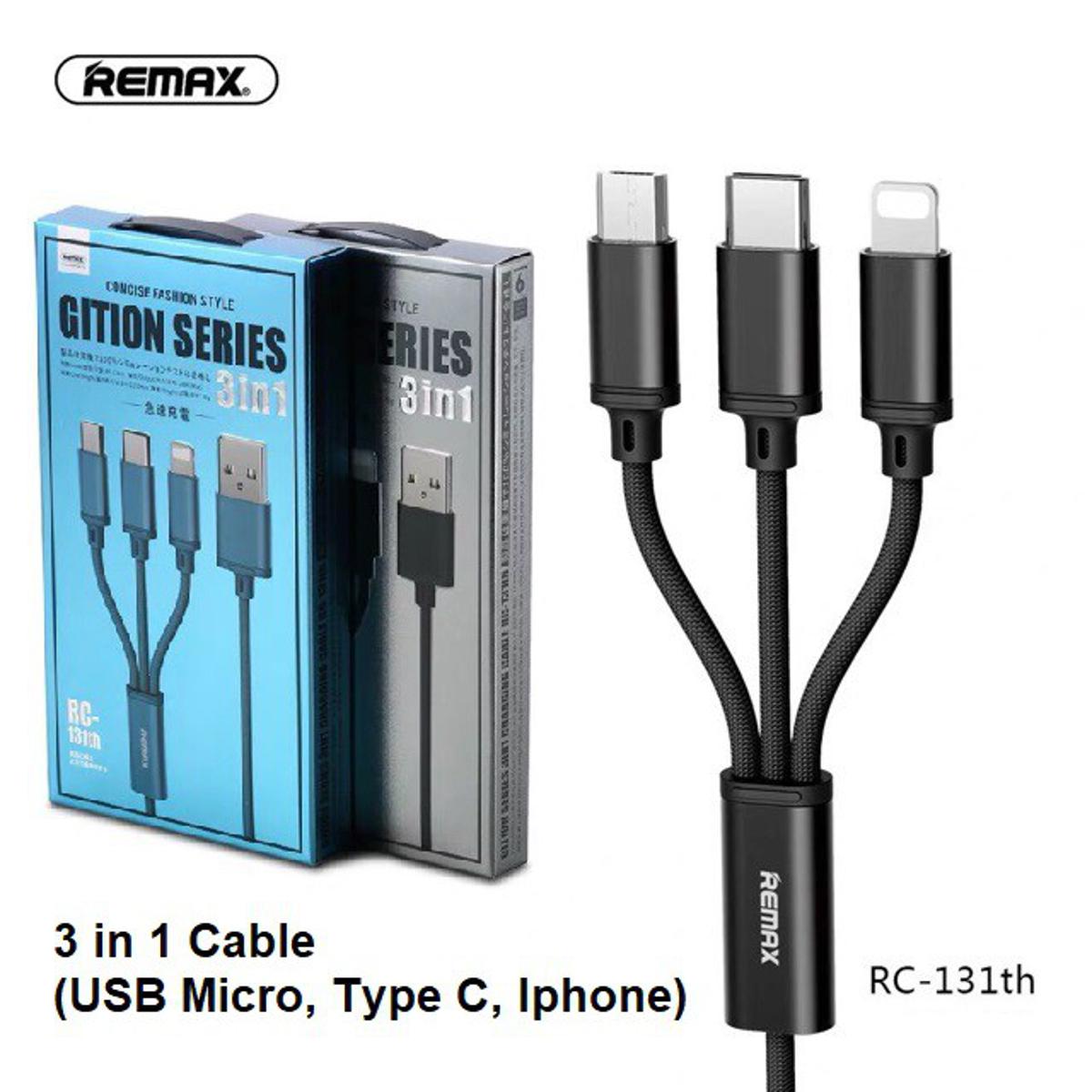 Picture of Remax CONCISE FASHION STYLE GITION SERIES 3in1 - Micro USB, Type-C, Lightning Charging Cable