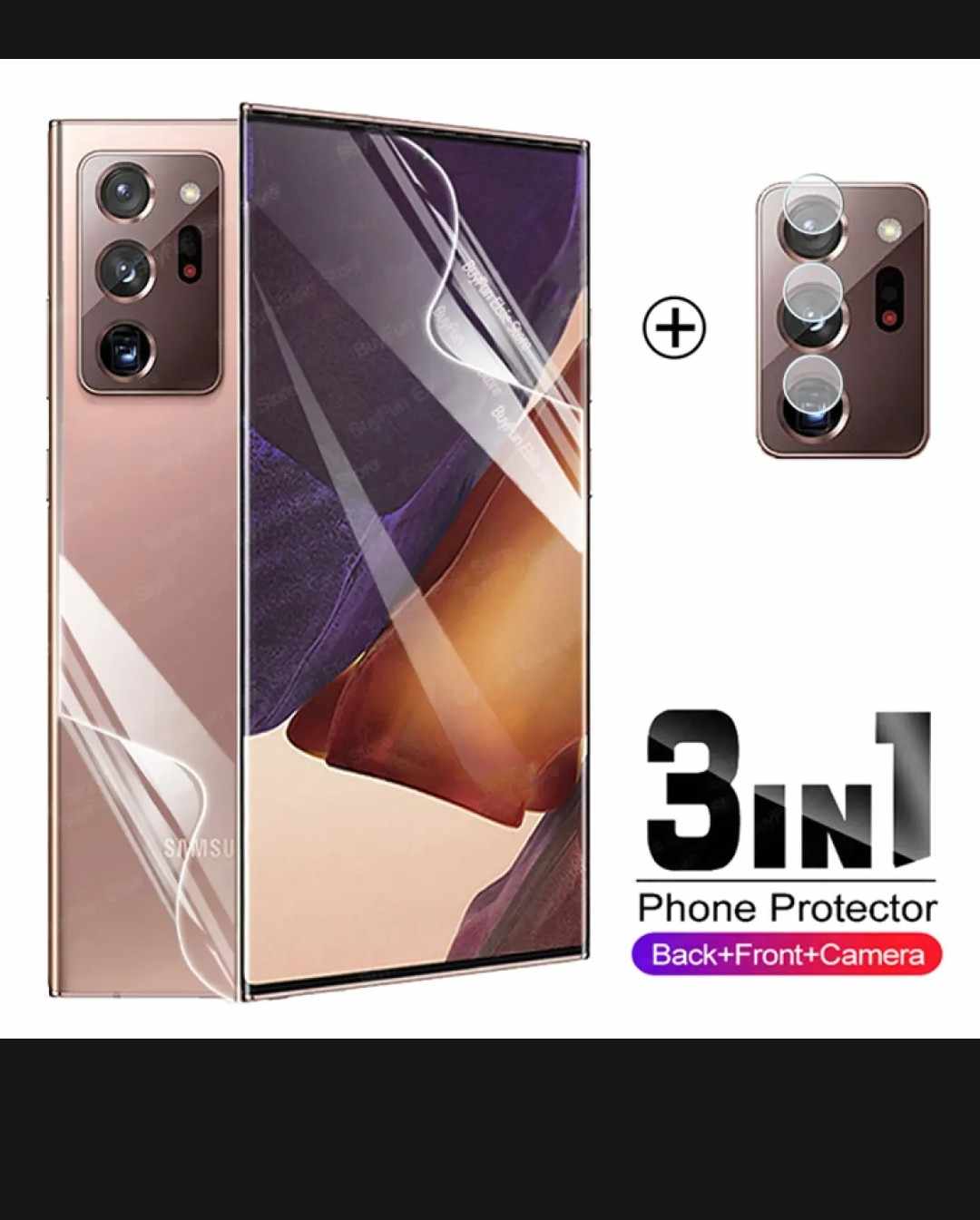 Picture of FOR SAMSUNG GALAXY NOTE 20 ULTRA 3IN1 COMBO PACK BACK POLY CAMERA LENS SCREEN PROTECTOR