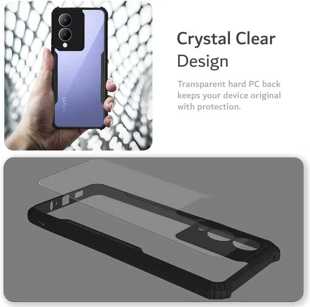 Picture of for Vivo Y17s Clear Case Shockproof Transparent Hard Phone Back Cover