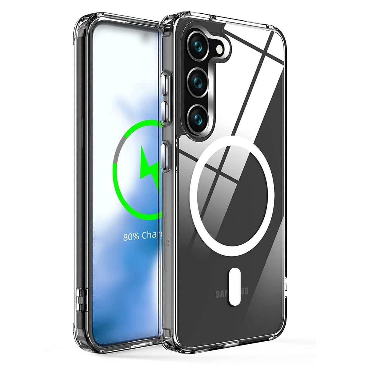 Picture of Samsung Galaxy S21FE  MagSafe Compatible Shockproof Transparent Slim Fit Wireless Charging supported Frosted Border Phone Back Case Mobile Cover (Samsung Model S21FE