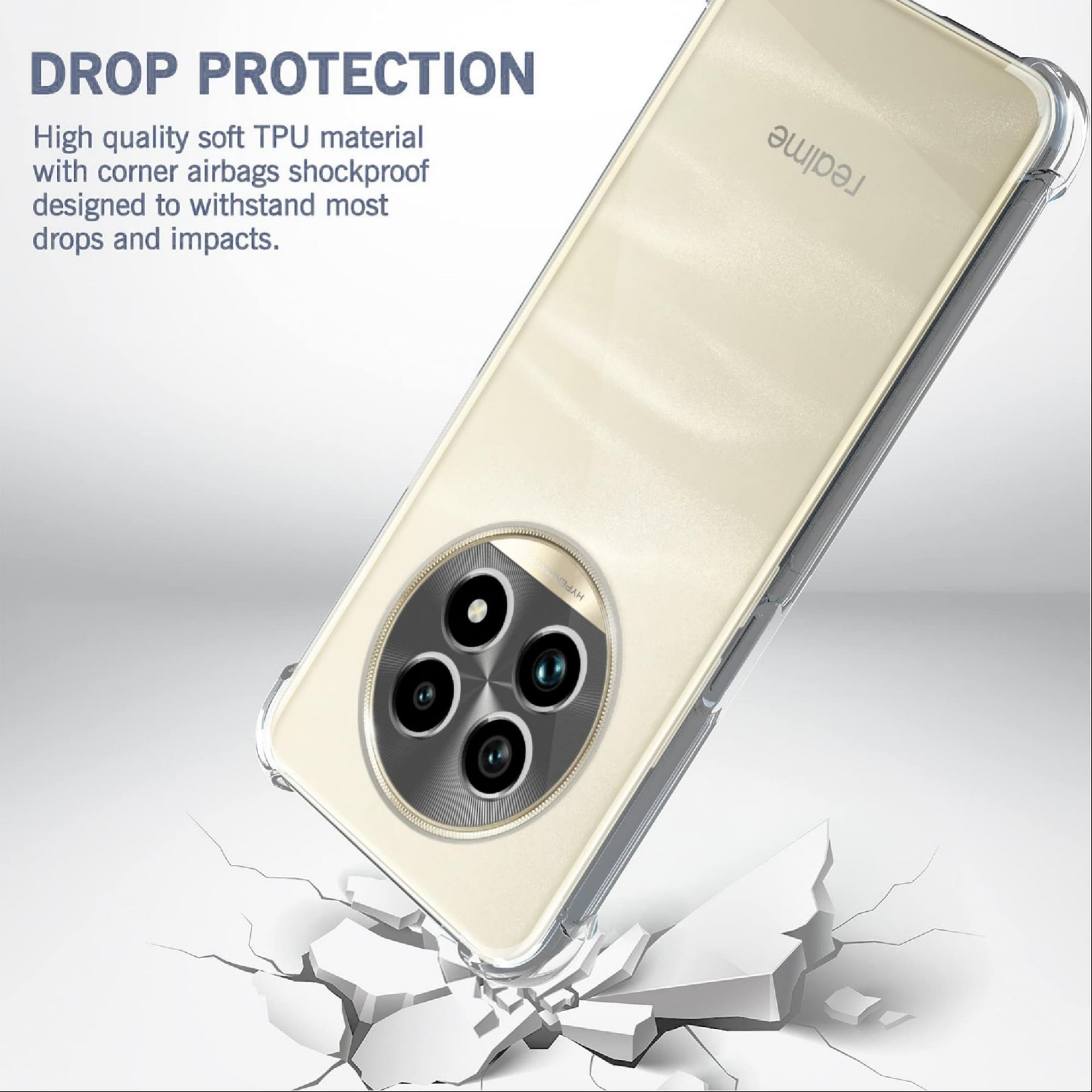 Picture of For Realme 13 Pro 5G / 13 Pro Plus Reinforced Shockproof Cushion Back Clear Hybrid Transparent Sof Tpu Back Cover For Realme 13 Pro 5G / 13 Pro Plus Phone Case