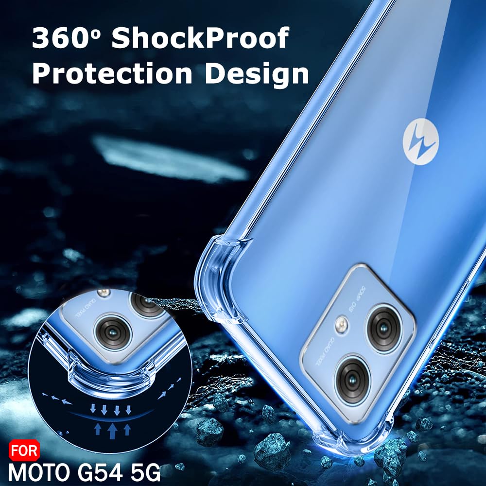 Picture of For Motorola Moto G54 5G Reinforced Shockproof Cushion Back Clear Hybrid Transparent Sof Tpu Back Cover For Motorola Moto G54 5G Phone Case