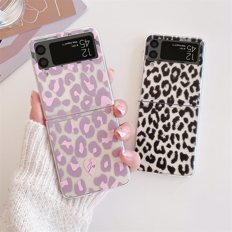 Picture of Slim Case Samsung Galaxy Z Flip 6, Z Flip 4 Z Flip 3, Z Flip 5 Premium Thin Transparent Leopard Hard PC with Non-Slip Grip Protective Phone Cover for Z Flip4 5G