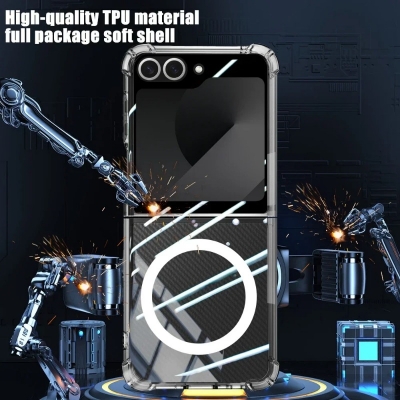 Picture of For Magsafe Wireless Charging Magnetic Case for Samsung Galaxy Z Flip 6 Clear Protective Cover for ZFlip6 Flip6 Shockproof Shell