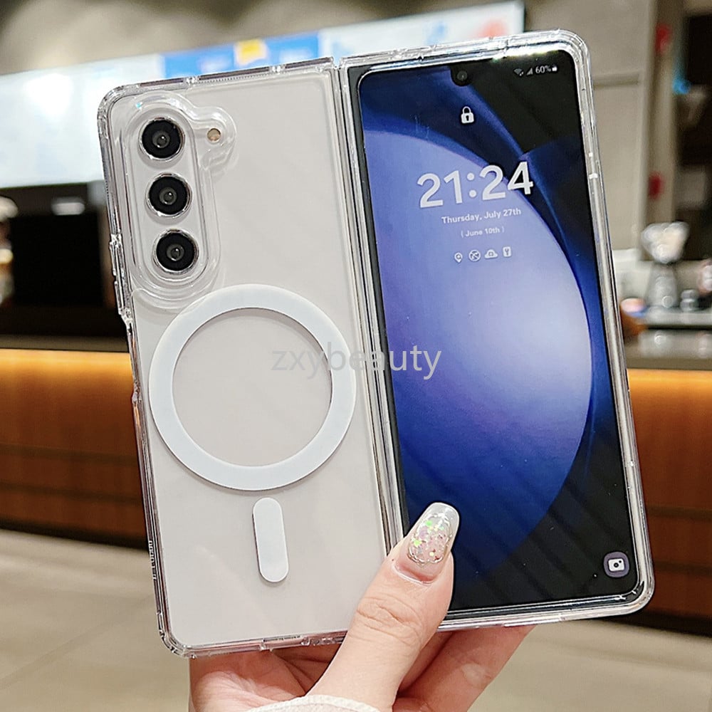Picture of Casing For Samsung Galaxy Z Fold 6 5 4 3 5G 2024 Case Transparent Magnetic Soft Cover For ZFold Fold6 Fold5 Fold4 Fold3 ZFold6 ZFold5 ZFold4 FIOD Shockproof Back Cases