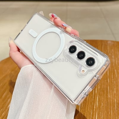 Picture of Casing For Samsung Galaxy Z Fold 6 5 4 3 5G 2024 Case Transparent Magnetic Soft Cover For ZFold Fold6 Fold5 Fold4 Fold3 ZFold6 ZFold5 ZFold4 FIOD Shockproof Back Cases