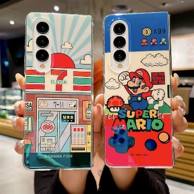 Picture of For Samsung Galaxy Z Fold 6 Z Fold 5 Z Fold 4 Z Fold 3 Fashion IMD Blu-ray Cartoon Super Mario Trendy Creative Personalized Folding Phone Case