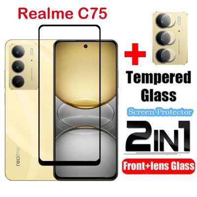Picture of 2 in1 For Realme C75 4G Screen Protector Transparent Full Cover Film for Realme C75 4G RealmeC75 2024 Tempered Glass Camera Lens