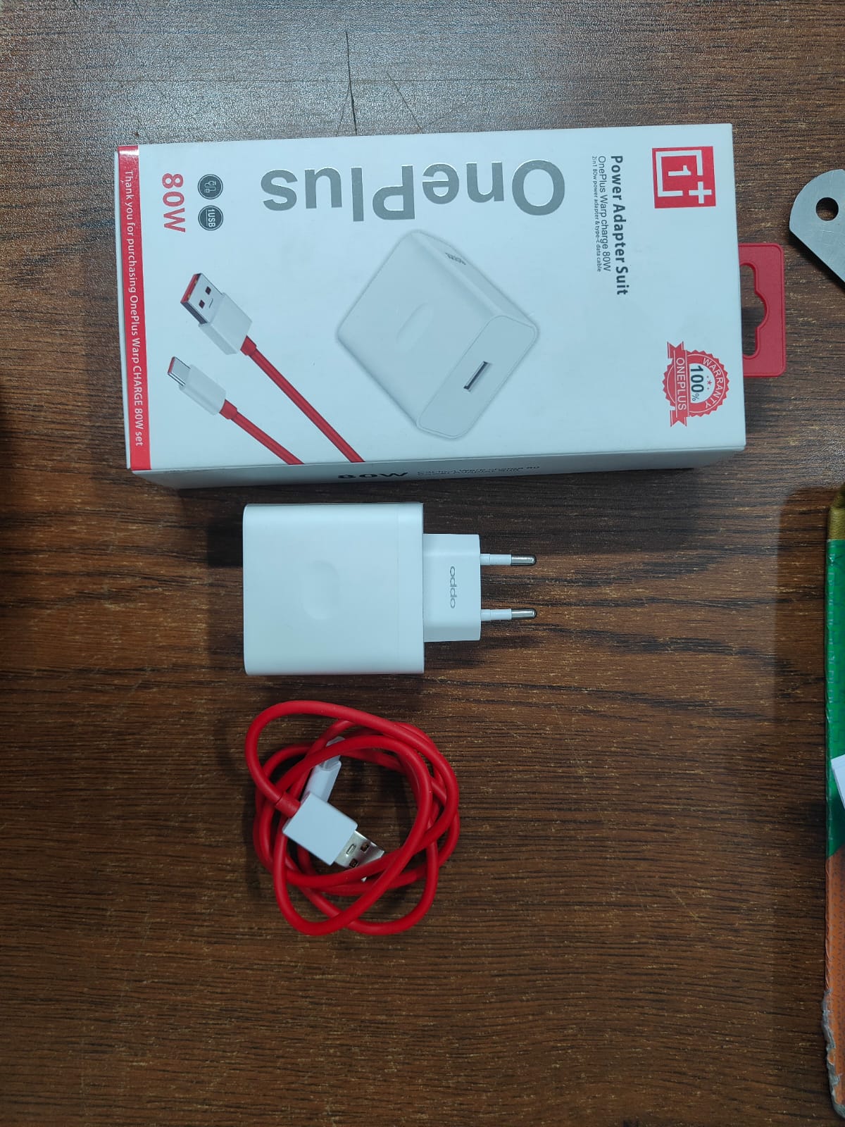 Picture of 80W EU Super Fast Wall Charger For OnePlus 9RT 10 11 12 Nord CE 2 3 Lite OPPO realme 10 GT NEO 2 3 Type C USB Warp Charge Cable