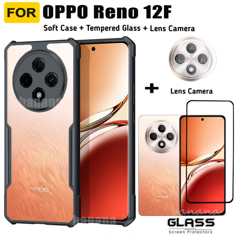 Picture of For Reno 12F Acrylic Anti Drop Phone Case OPPO Reno 12f Tempered Glass Screen Protector Film