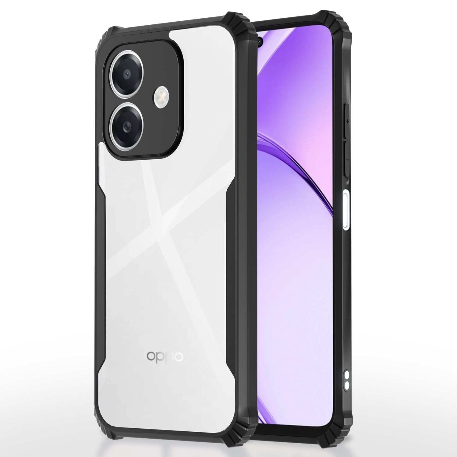 Picture of Oppo A5 pro 5G Cover | Camera Protection Shockproof Bumper-Edge | Acrylic Crystal Clear 360 Degree Protection TPU+PC | Transparent Eagle Back Case Cover (Black)