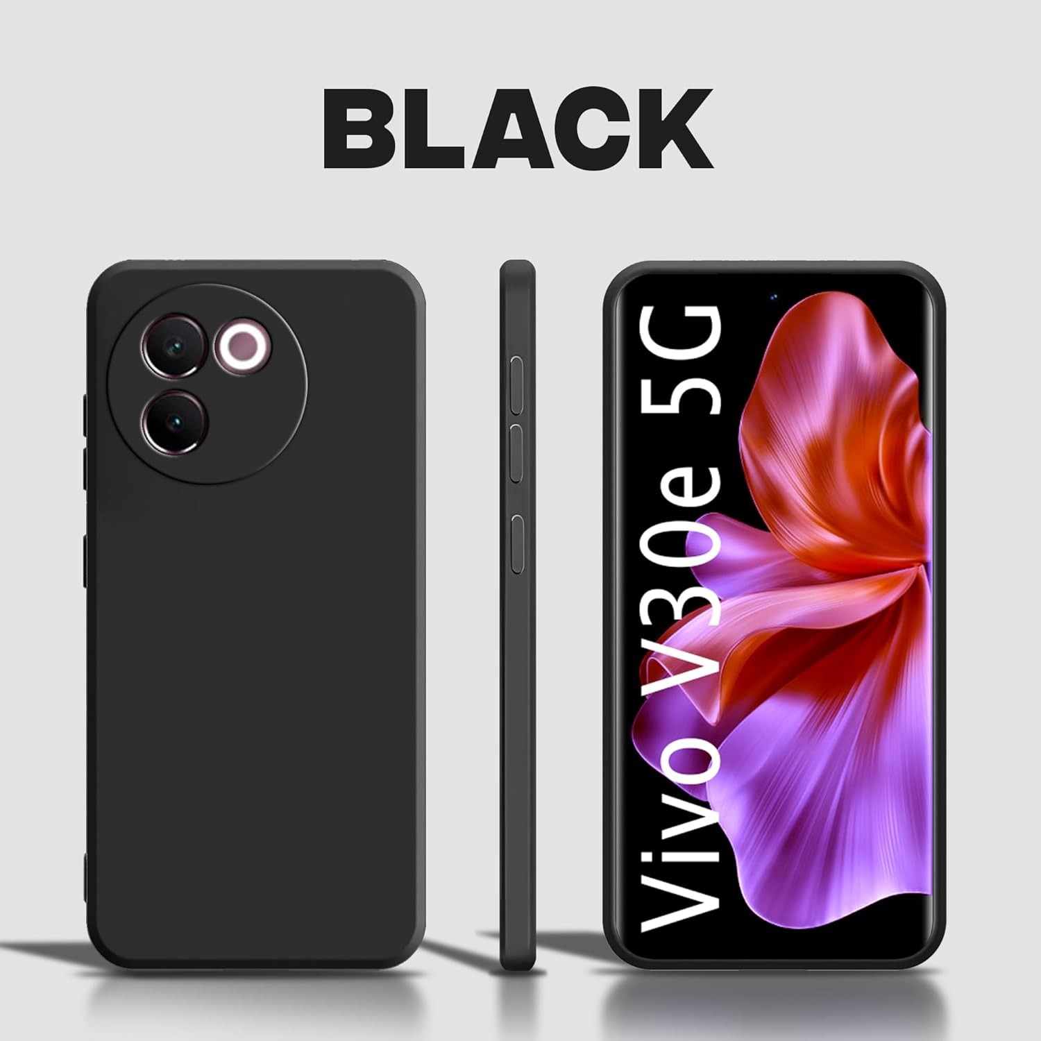 Picture of Vivo V30E 5G Soft Liquid Silicone Case - Camera Protection and Official Cloth Inside