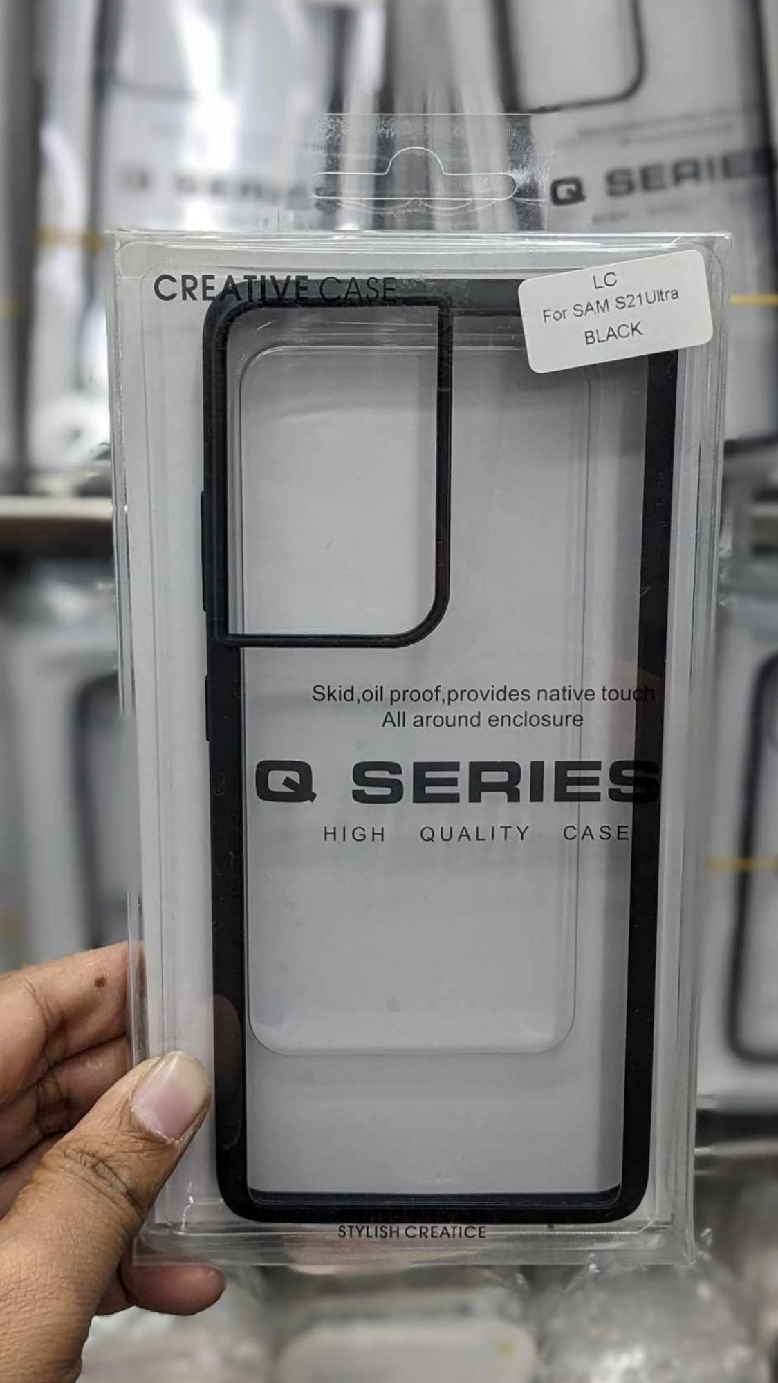 Picture of Q Series Case For Samsung Galaxy S21 Ultra Transparent Black Shockproof Camera Protective Premium Quality Back Cover