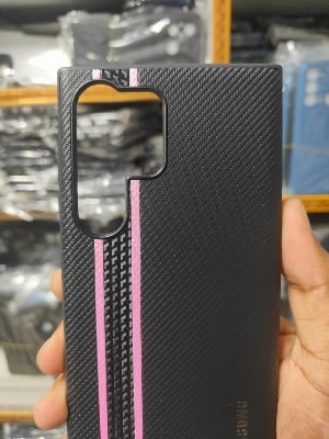 Picture of For Samsung Galaxy S24 Ultra Case Leather Foldable Ultrathin Hard PC Carbon Fiber Cover All-Inclusive Protection