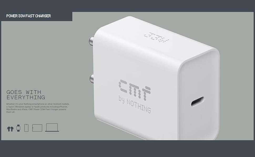Picture of 33W Rapidly Charge Compatible with CMF Phone 1, Nothing Phone 2A, Nothing Phone 2, Nothing Phone 1 and Other Type-C Android Devices (33W Adapter)