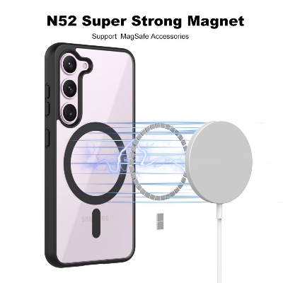 Picture of For Samsung Galaxy A16/Samsung Galaxy A54/Samsung Galaxy A55/Samsung Galaxy A15/Samsung Galaxy A25/Samsung Galaxy S24/Samsung Galaxy S24FE/Samsung Galaxy S25/Samsung Galaxy S23/Samsung Galaxy S23FE Mobile Cover MagSafe Compatible Shockproof Transparent Sl
