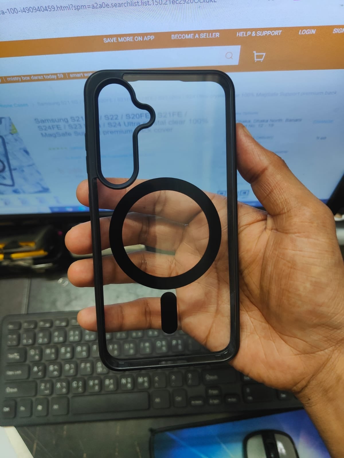 Picture of For Samsung Galaxy A16/Samsung Galaxy A54/Samsung Galaxy A55/Samsung Galaxy A15/Samsung Galaxy A25/Samsung Galaxy S24/Samsung Galaxy S24FE/Samsung Galaxy S25/Samsung Galaxy S23/Samsung Galaxy S23FE Mobile Cover MagSafe Compatible Shockproof Transparent Sl