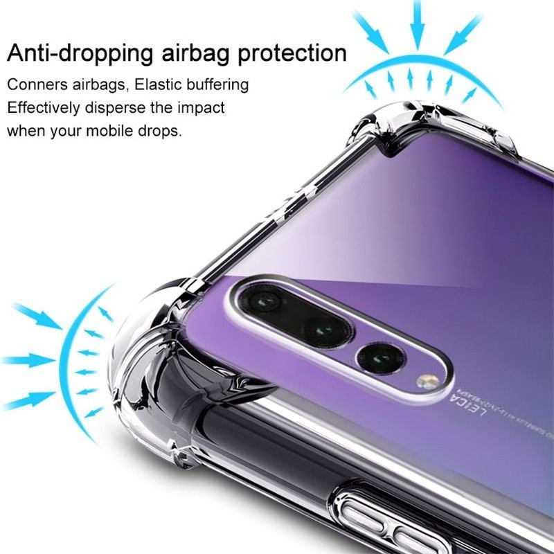 Picture of Huawei P20 Back Cover Transparent Extra Bumper Anti Shock Soft Crystal Clear Cover For Huawei P20