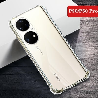 Picture of Huawei P50 Pro Camera Protection Premium Silicone Case Crystal Clear Soft TPU Ultra-Thin Transparent Flexible Protective Mobile Phone Back Cover