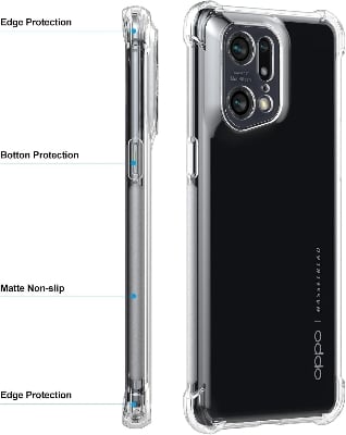 Picture of Cresee for Oppo Find X5 Pro 5G Case, with [Reinforced Corners] [Camera Protection] Crystal Clear Cover Bumper Slim Fit Shockproof Flexible TPU Phone Case for Find X5 Pro (Transparent)