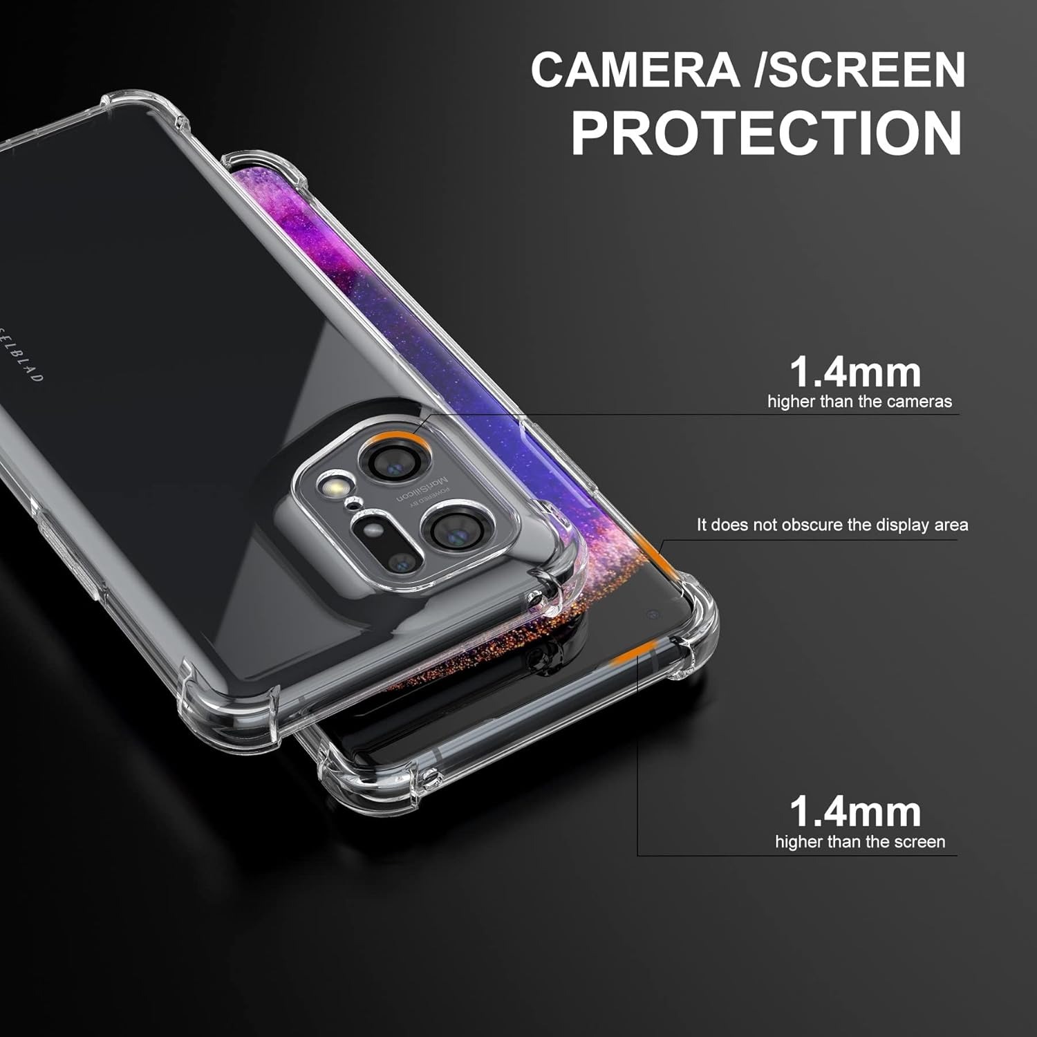 Picture of Cresee for Oppo Find X5 Pro 5G Case, with [Reinforced Corners] [Camera Protection] Crystal Clear Cover Bumper Slim Fit Shockproof Flexible TPU Phone Case for Find X5 Pro (Transparent)