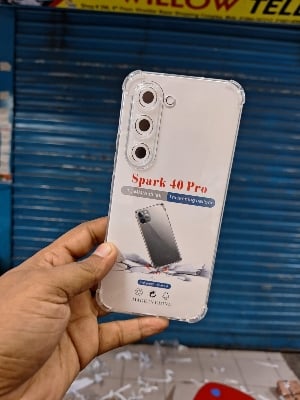 Picture of Techno Spark 40 Pro Flexible Clear Transparent Soft TPU Back Case Cover with bumper