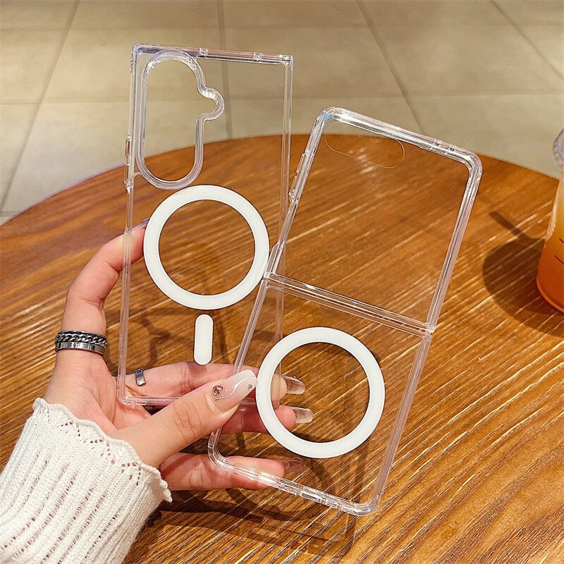 Picture of For Magsafe Magnetic Clear Case For Samsung Galaxy Z Fold 7 6 5 4 3 Z Flip 7 6 5 4 3 Wireless Charging Shockproof Cover