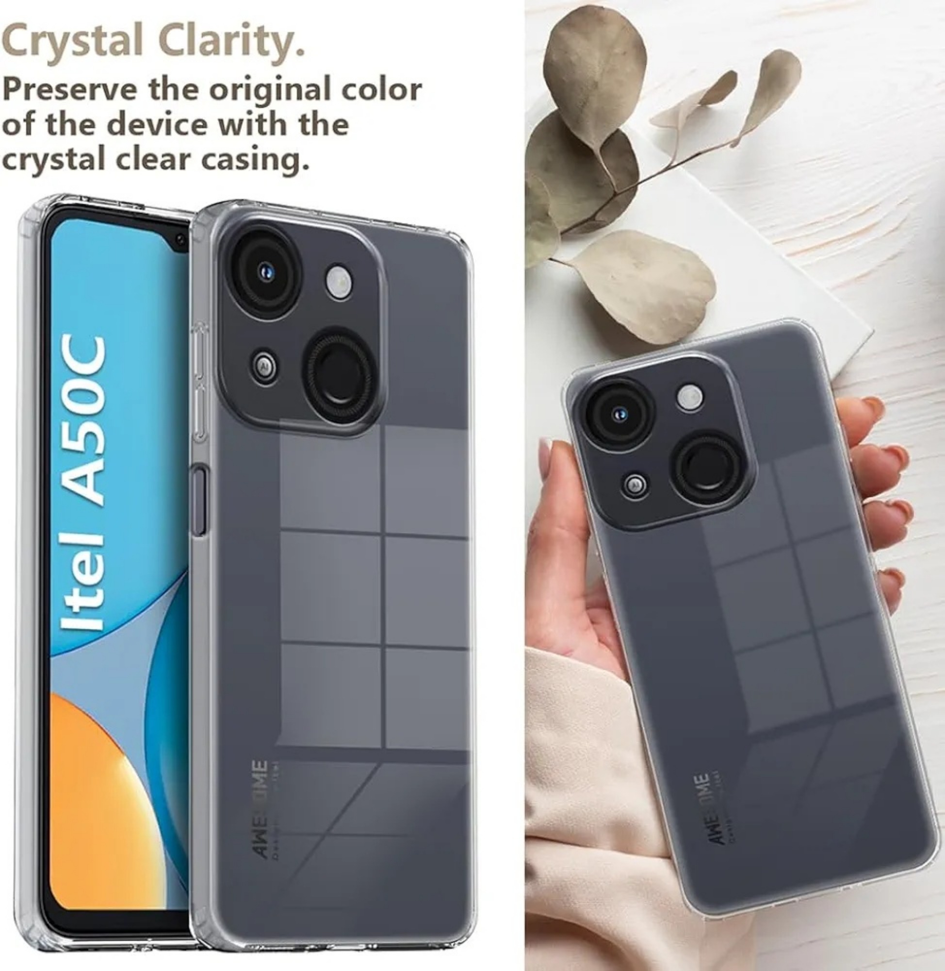 Picture of tel A50c 4G Clear Cover Soft Thin Anti-Scratches Crystal Case(Transparent) ITELA50c