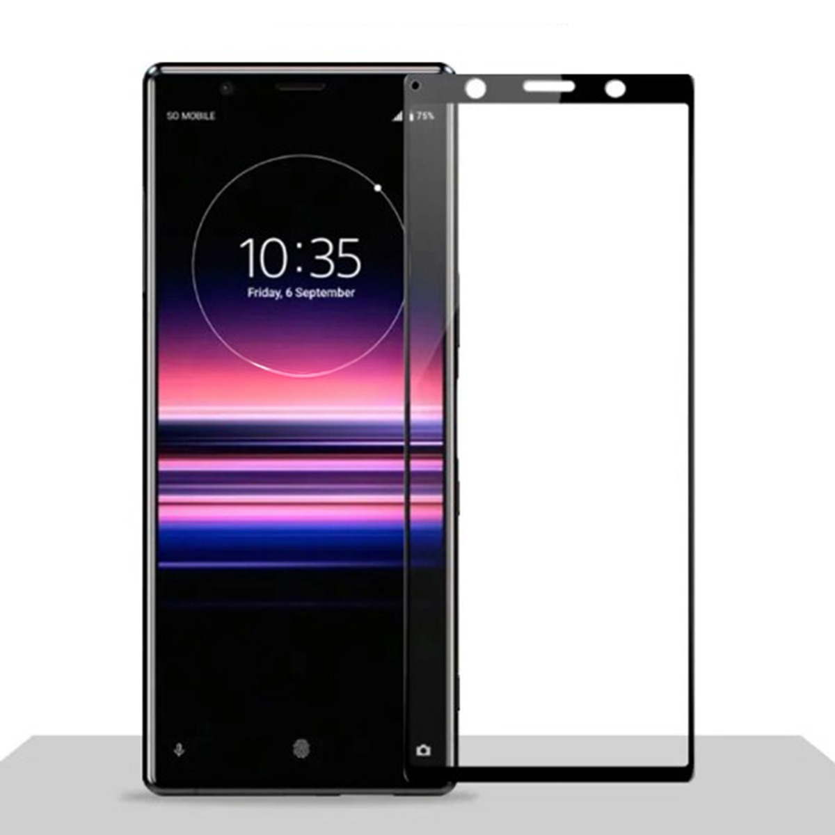 Picture of For Sony Xperia 5 Screen Protector Full Glue Premium Tempered Glass 2.5D Curved 9H Full Protection Display HD Clear