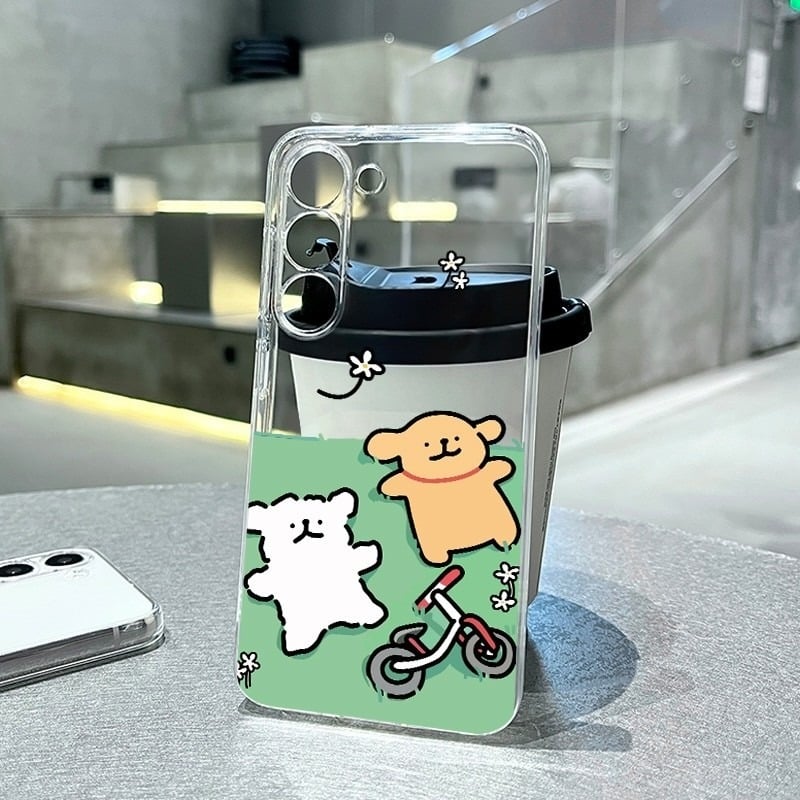 Picture of Cute Dog Couple Soft Clear Cartoon Case For Samsung A14/A15/A16/A17/A24/A25/A26/A36/A54/A55/A53/A52/A56/A34/A35/A07