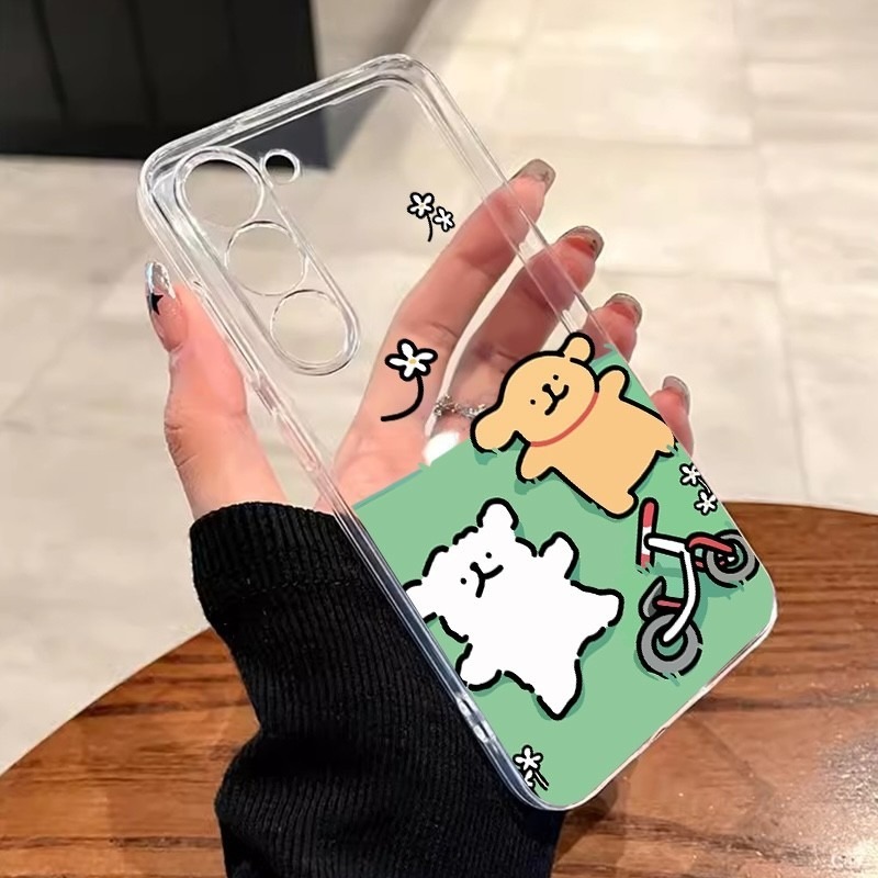 Picture of Cute Dog Couple Soft Clear Cartoon Case For Samsung A14/A15/A16/A17/A24/A25/A26/A36/A54/A55/A53/A52/A56/A34/A35/A07