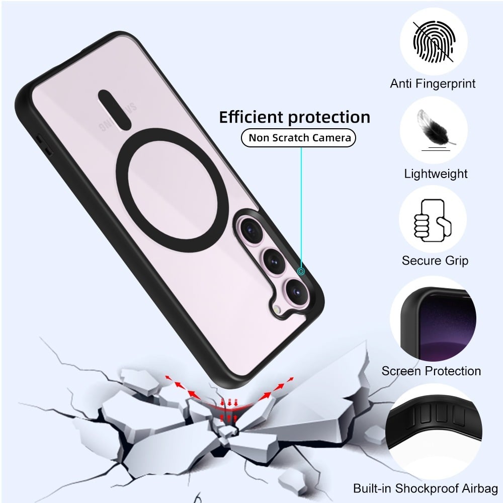 Picture of For Samsung Galaxy A35 Mobile Cover MagSafe Compatible Shockproof Transparent Slim Fit Wireless Charging supported Frosted Border Phone Back Case Mobile Cover