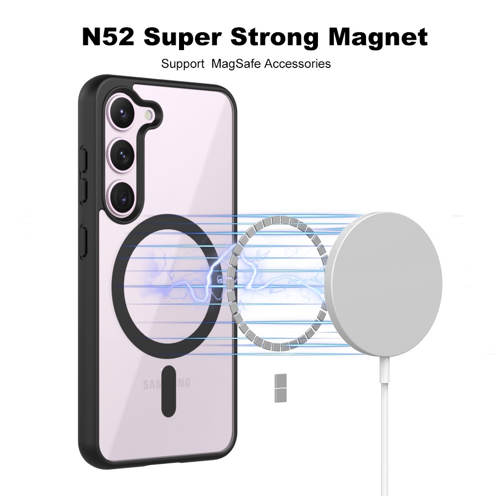 Picture of For Samsung Galaxy S25 Mobile Cover MagSafe Compatible Shockproof Transparent Slim Fit Wireless Charging supported Frosted Border Phone Back Case Mobile Cover