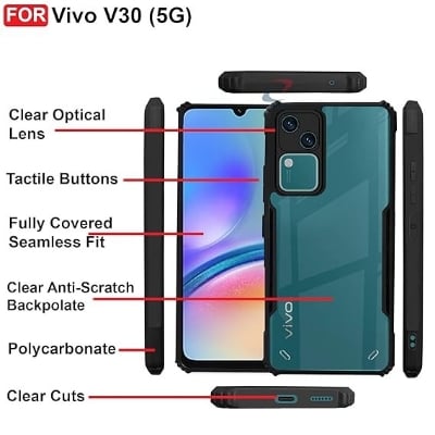 Picture of For Vivo V30 / Vivo S18 Edge-Reinforced Shockproof Cushion Back Clear Hybrid Transparent Hard Cover Casing