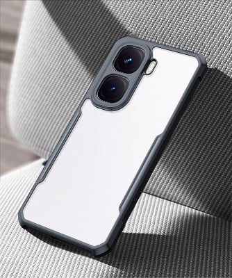 Picture of CEDO iQOO Neo 10/Neo 10 Pro Back Case Cover | Camera Protection Shockproof Bumper-Edge | Acrylic Crystal Clear 360 Degree Protection TPU+PC | Transparent Eagle Back Case Cover (Black) iQOO Neo 10/Neo 10 Pro