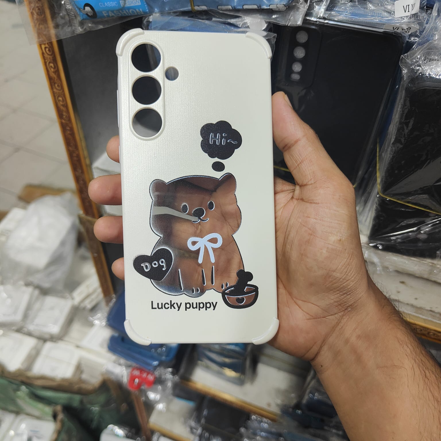 Picture of Samsung Galaxy A17 Case – Cute Dog Printed Soft Back Cover (Lucky Puppy Design)