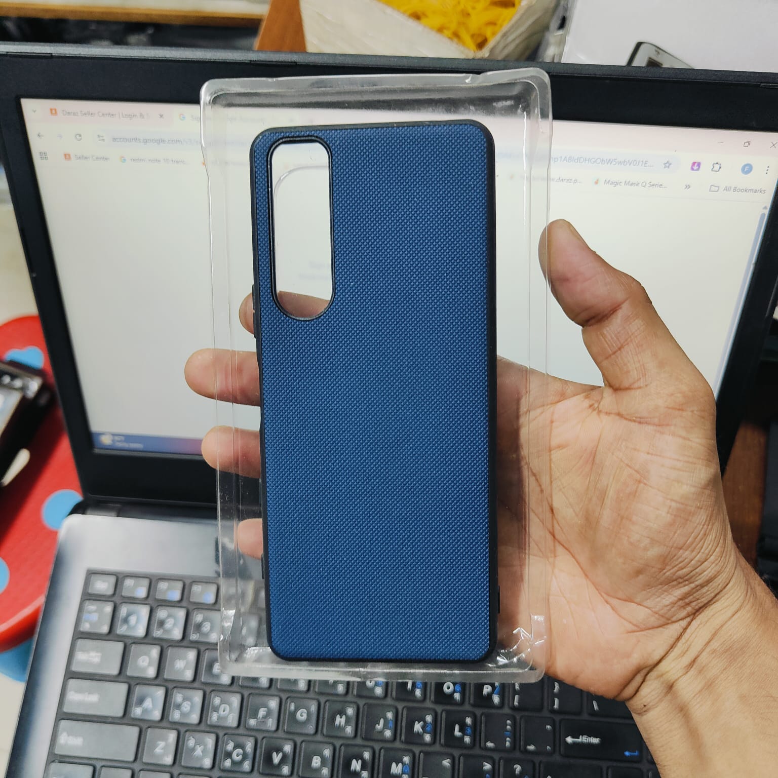 Picture of Sony Xperia 5 Mark iii Doated Texture Hard Leather Back Case Sony Xperia 5 III (Navy Blue)