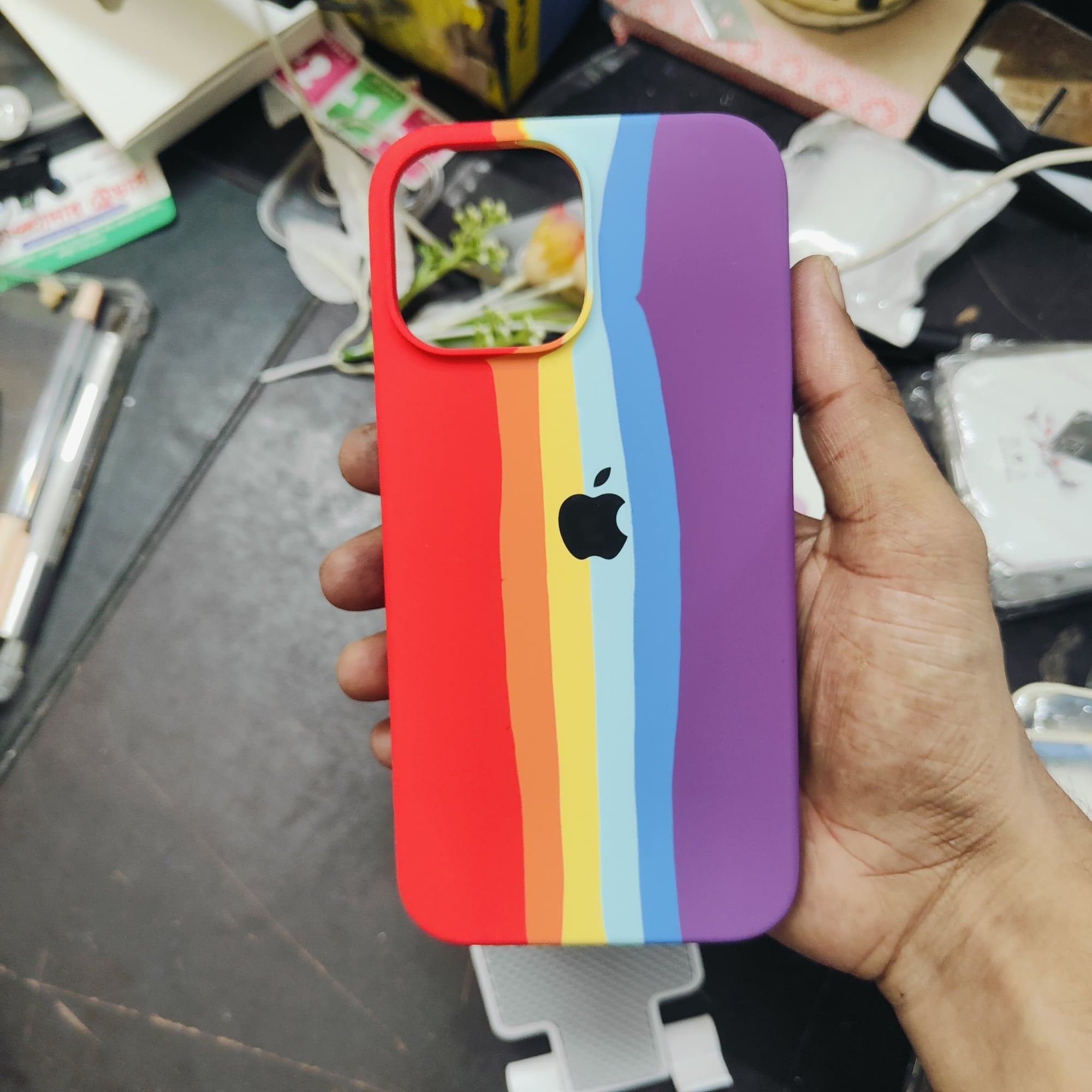 Picture of For Apple iPhone 13 Pro Max Official Rainbow Soft Logo Matte Ultra-Slim Phone Case Back Cover