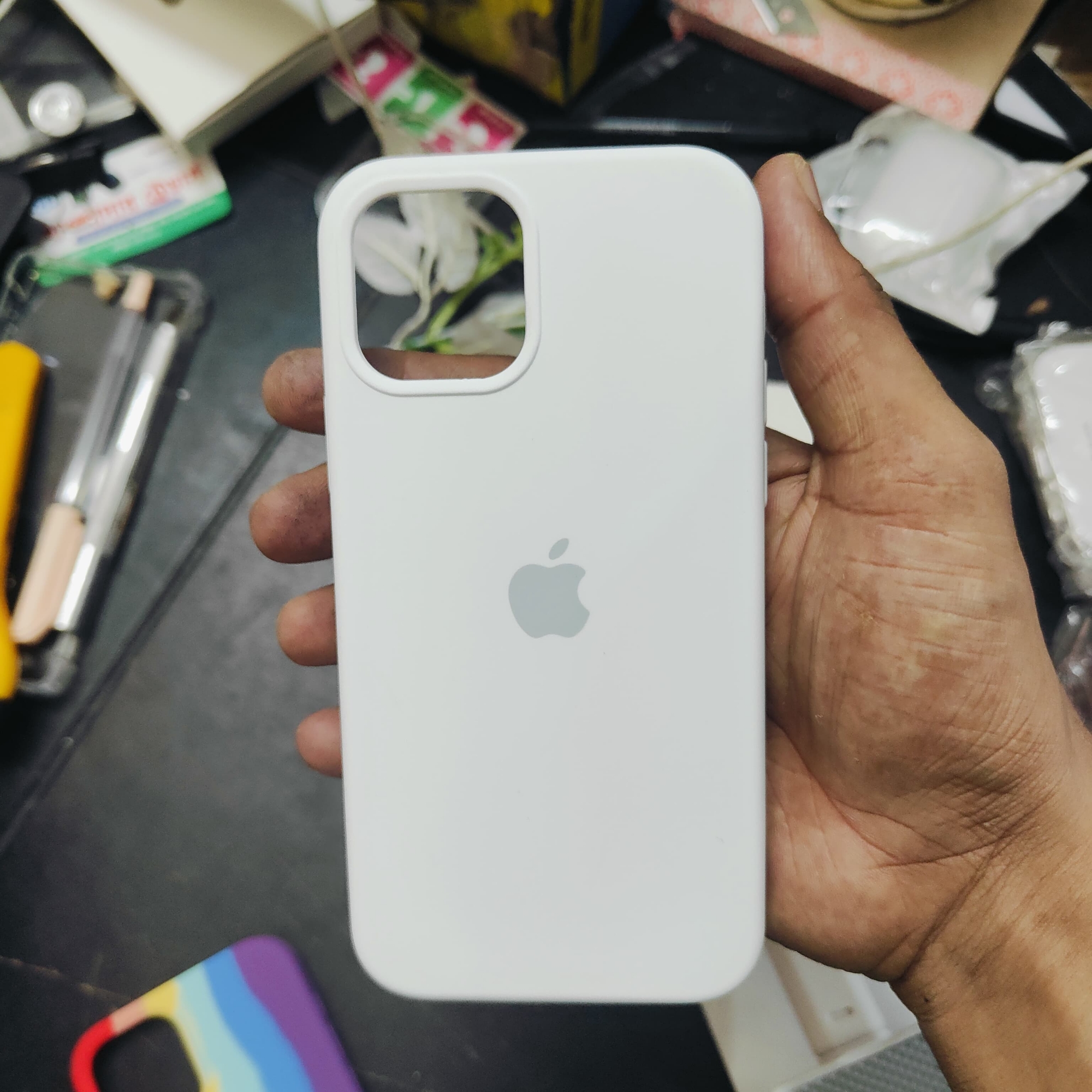 Picture of For iPhone 12/iphone 12 pro Soft Microfiber Cloth Back Full Protection Case Cover Cwith Logo Soft Silicone Rubber Phone Case