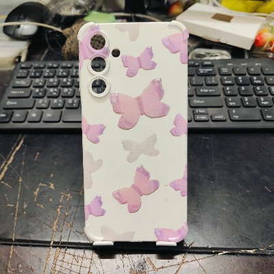 Picture of For Samsung Galaxy A16/A54/A55/A15/A25/S24/S24FE/S25/S23/S23FE/m35/m33 Soft Silicone Back Cover with 3D Pink Butterfly Design, Shockproof Protective