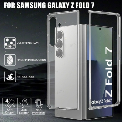 Picture of For Samsung Galaxy Z Fold 7 Clear Cover zFold7 ZFold7 5G Clear Phone Case Anti-Fall Front and Back Bumper Shockproof Coque