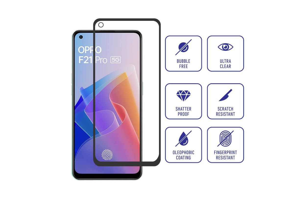 Picture of Oppo F21s Pro / F21 Pro 4G/ F21 Pro 5G Full Glue Tempered Glass Screen Protector Transparent