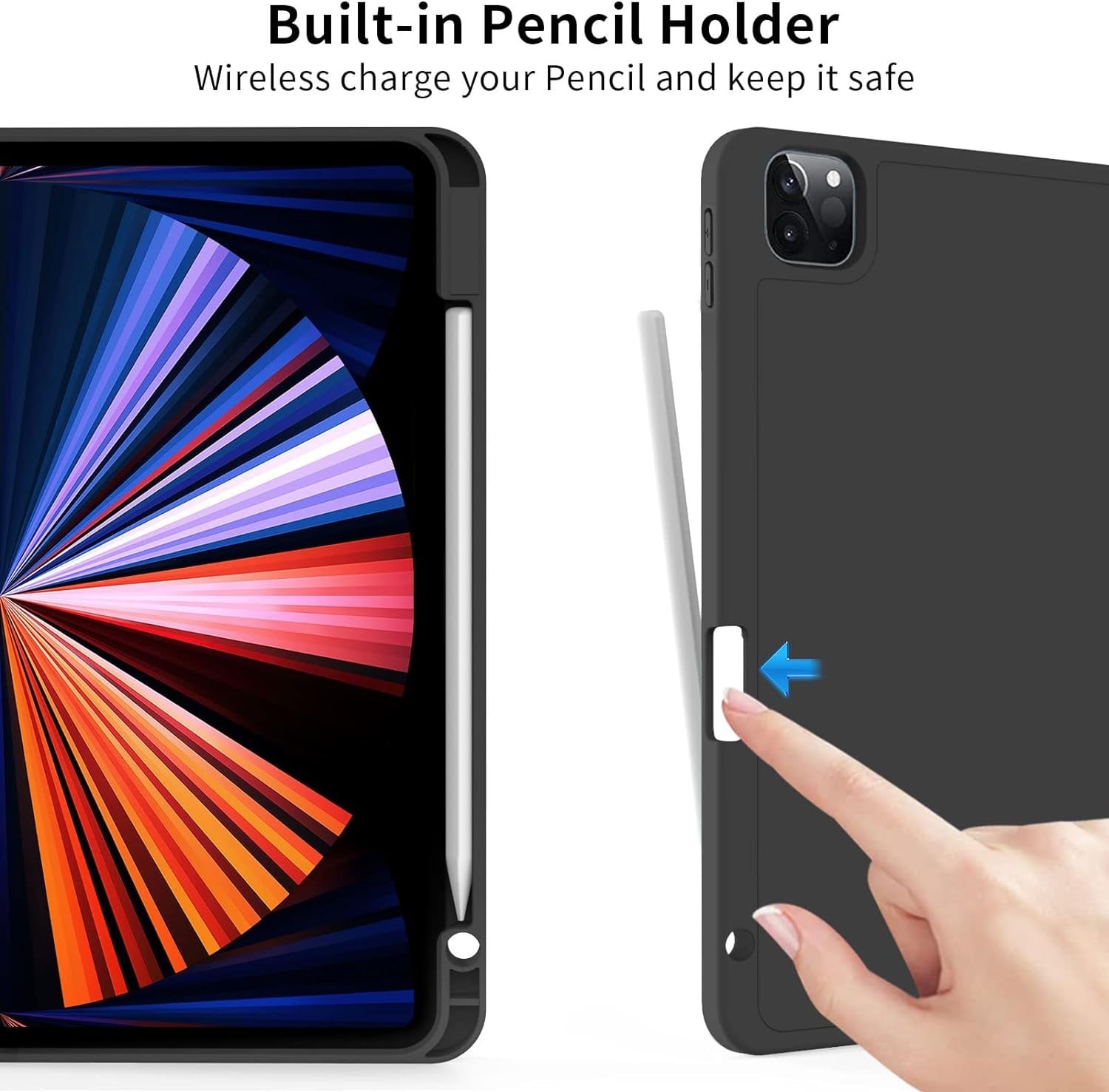 Picture of ZryXal New apple iPad Pro 11 Inch Case 2022 (4th Gen)/2021(3rd Gen)/2020(2nd Gen) with Pencil Holder,Smart iPad Case [Support Touch ID and Auto Wake/Sleep]